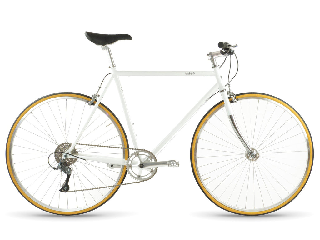 White shop commuter bike